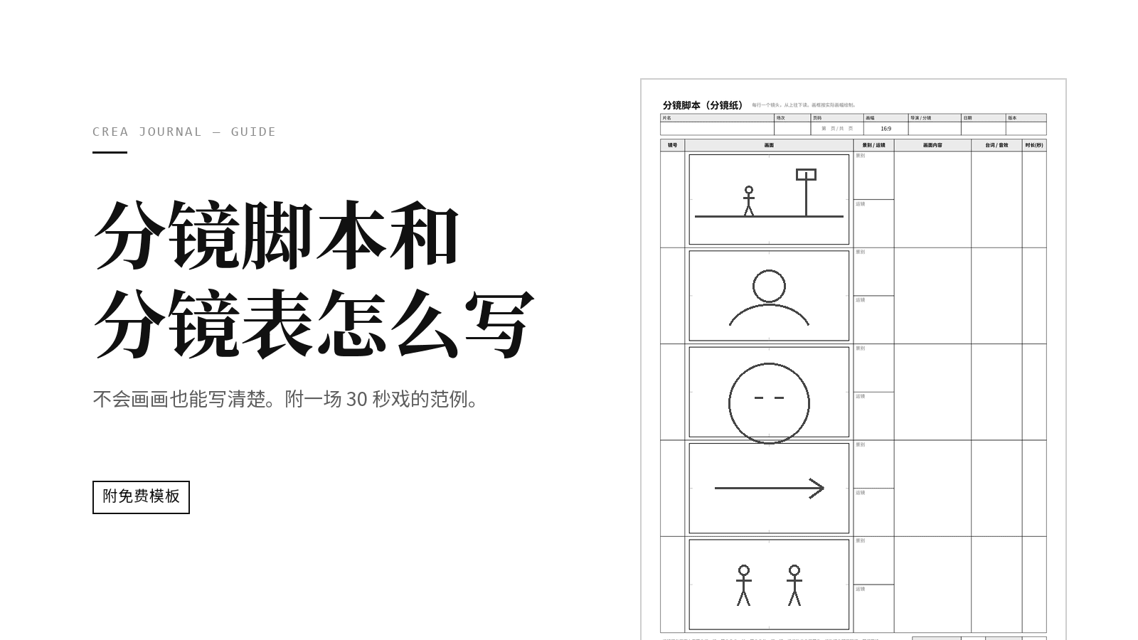 分镜脚本和分镜表怎么写：不会画画也能写清楚（附范例和模板）