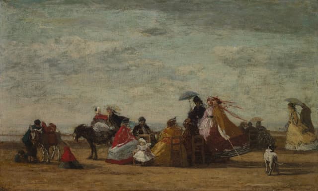 Boudin's sky is two-thirds of the frame. Horizon low, always. Give the sky the top of the page.
