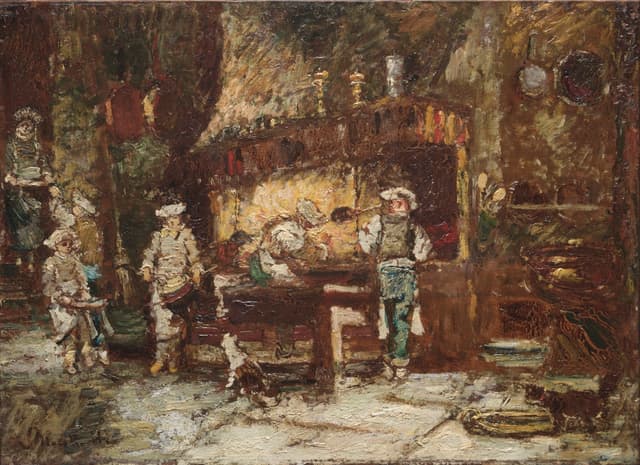 Restaurant kitchen, 1870s. Smoke-blackened ceiling. Paint the ceiling first; nobody looks up but everybody feels it.