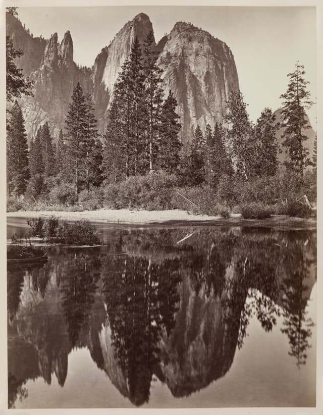 Rocks and their reflection, 1864. If the water moved, which half would be the image?